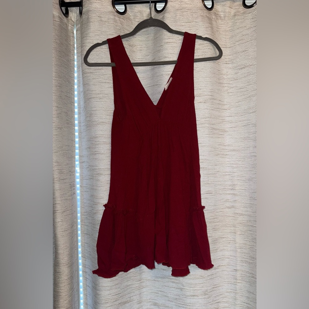 Red Ruffle Coverup Tank - Picture 1 of 2